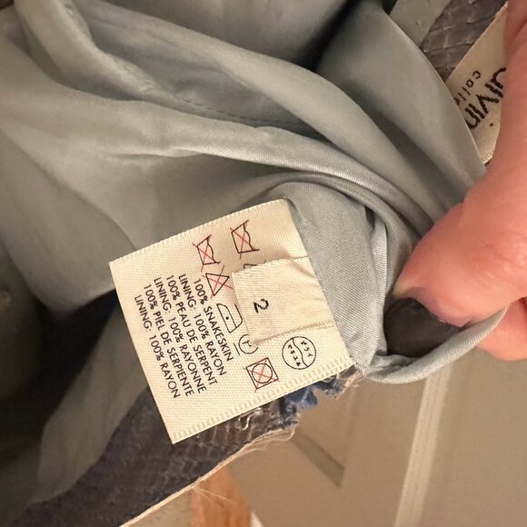 1990S CALVIN KLEIN Light Blue Snake Skin Hand Dyed Pencil Skirt - Picture 6 of 6